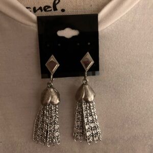 Napier Silver Diamond-Shaped Chain Earrings